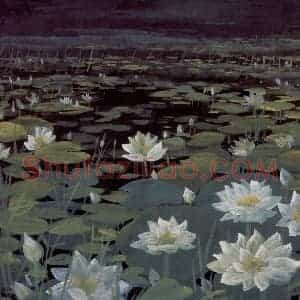 1964年 林风眠《莲》国画花鸟作品图片赏析