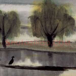 60年代 林风眠《丑小鸭》国画花鸟作品图片赏析