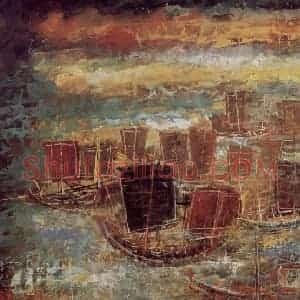 60年代 林风眠《帆》国画山水作品图片赏析