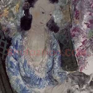 60年代 林风眠《小猫》国画人物作品图片赏析