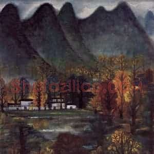 60年代 林风眠《山岭》国画山水作品图片赏析