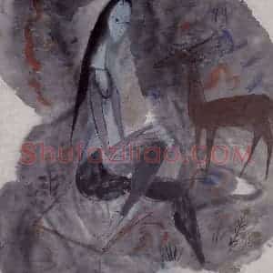 1953年 林风眠《小鹿》国画综合作品图片赏析