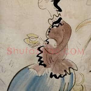 约40年代 林风眠《品茗》国画人物作品图片赏析