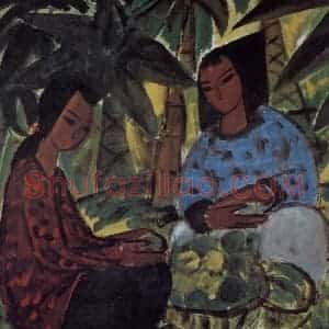 1958年 林风眠《农妇(果实)》国画人物作品图片赏析