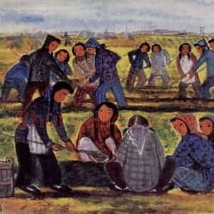 50年代 林风眠《农妇(劳作)》国画人物作品图片赏析