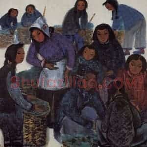 50年代 林风眠《农妇(满筐)》国画人物作品图片赏析