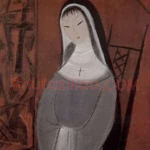1952年 林风眠《修女》国画人物作品图片赏析