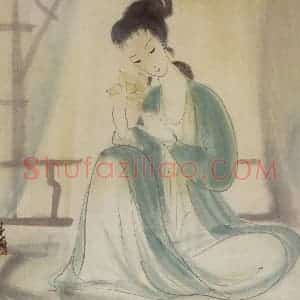 50年代 林风眠《荷花女》国画人物作品图片赏析