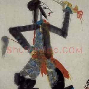 60年代 林风眠《戏剧人物》国画人物作品图片赏析