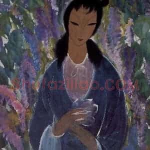60年代 林风眠《花丛》国画人物作品图片赏析