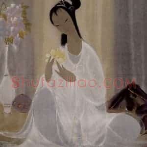 60年代 林风眠《白衣女》国画人物作品图片赏析