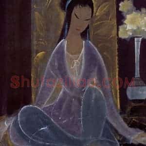 60年代 林风眠《蓝衣女》国画人物作品图片赏析