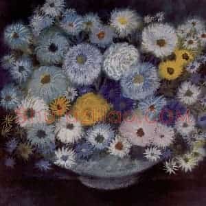 1964年 林风眠《秋菊》国画花鸟作品图片赏析