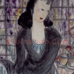 40年代 林风眠《倩女》国画人物作品图片赏析