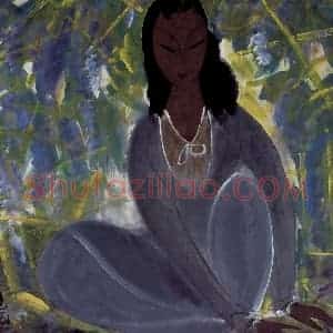 60年代 林风眠《绿荫》国画人物作品图片赏析