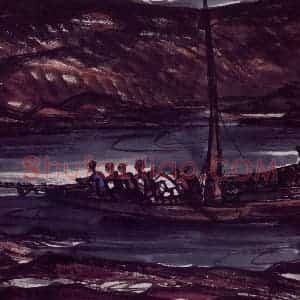 40年代 林风眠《嘉陵江》国画山水作品图片赏析