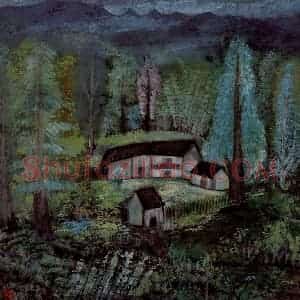 约40年代 林风眠《农舍》国画山水作品图片赏析