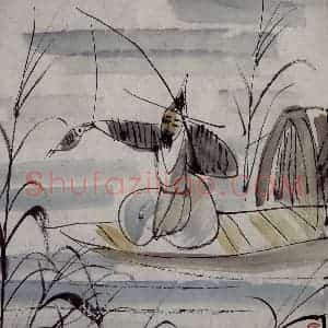 50年代 林风眠《钓鱼》国画人物作品图片赏析