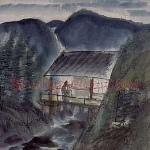 50年代 林风眠《小溪》国画山水作品图片赏析