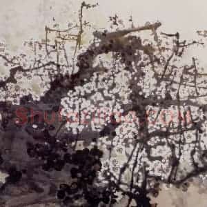 1992年 高冠华《暗香浮动又春迟》国画花鸟作品图片赏析