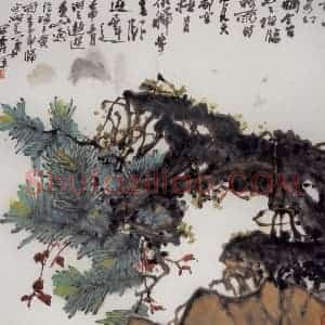 1992年 高冠华《黄山一角》国画花鸟作品图片赏析