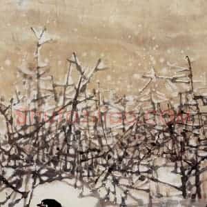 1981年 高冠华《料峭春寒雪满枝》国画花鸟作品图片赏析