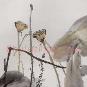 1982年 高冠华《留得残荷听雨声》国画花鸟作品图片赏析