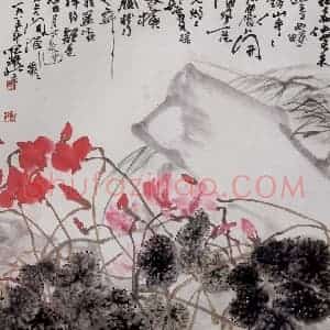 1985年 高冠华《仙客来》国画花鸟作品图片赏析