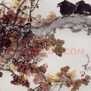 1986年 高冠华《暝色又高秋》国画花鸟作品图片赏析