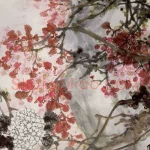 1989年 高冠华《团团似雪一天酣》国画花鸟作品图片赏析