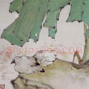 1990年 高冠华《绿荫深处》国画花鸟作品图片赏析