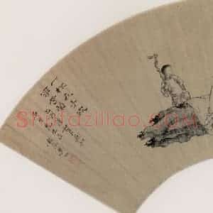 清代 樊圻《举杯望月图》国画人物作品图片赏析