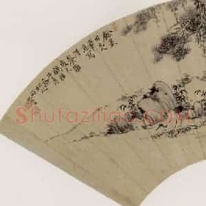 清代 华岩《松荫观鹤图》国画综合作品图片赏析