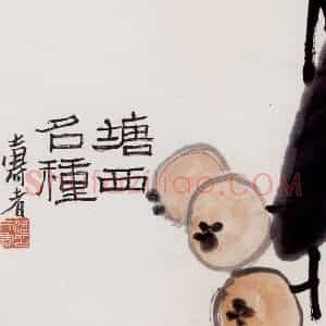 1960年 潘天寿《塘西名种》国画花鸟作品图片赏析