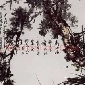 1961年 潘天寿《梅兰夜色图轴》国画花鸟作品图片赏析