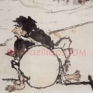 1960年代 潘天寿《铁拐李图卷》国画人物作品图片赏析