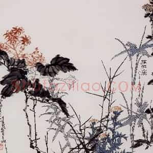 1963年 潘天寿《雁荡山花图轴》国画花鸟作品图片赏析