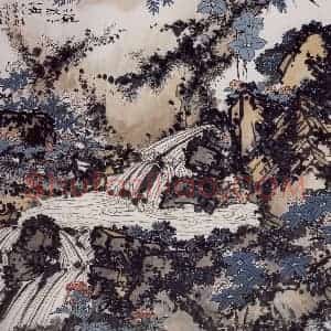 1963年 潘天寿《小龙湫一角图轴》国画山水作品图片赏析