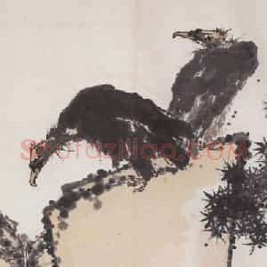 1960年代 潘天寿《雄视图轴》国画花鸟作品图片赏析
