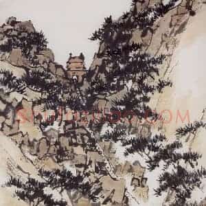 1964年 潘天寿《泰山图轴》国画山水作品图片赏析