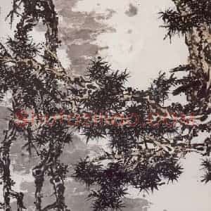 1960年代 潘天寿《松石梅月图轴》国画综合作品图片赏析