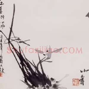 1965年 潘天寿《春窗清供图》国画花鸟作品图片赏析