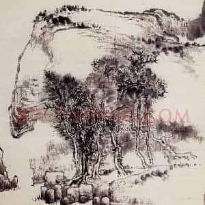 1947年 潘天寿《水墨山水图轴》国画山水作品图片赏析