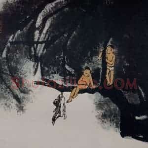 1979年 李可染《榕浴图》国画综合作品图片赏析