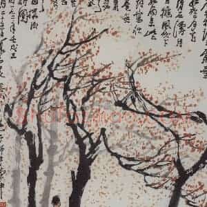1982年 李可染《霜叶红于二月花》国画综合作品图片赏析