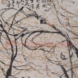 1987年 李可染《秋风徒起图》国画综合作品图片赏析