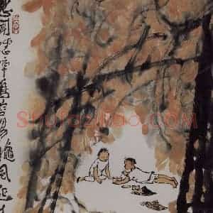 1987年 李可染《忽闻蟋蟀鸣容易秋风起》国画综合作品图片赏析