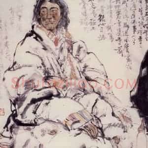 1985年 刘国辉《母与子》国画人物作品图片赏析