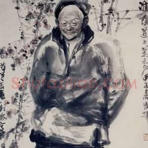 1984年 刘国辉《万元户》国画人物作品图片赏析