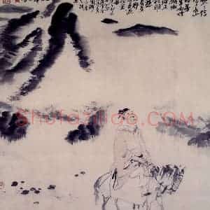 1989年 刘国辉《悠悠信马图》国画综合作品图片赏析